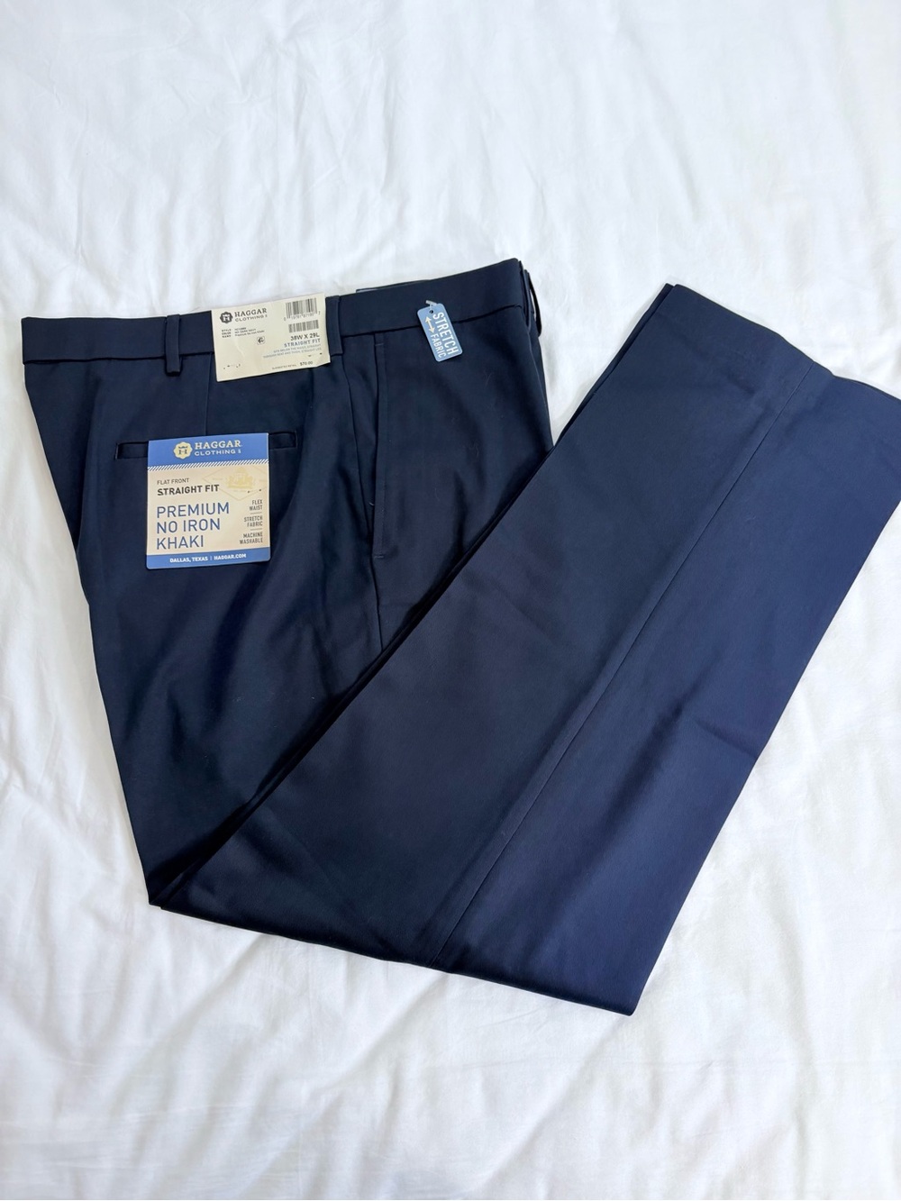Haggar Men's Straight Fit Premium No Iron Pants - Navy 38W X 29L